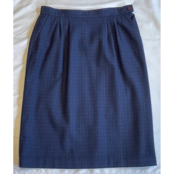 Pendleton (from the “Miss Pendleton” Line) Dresses & Skirts - Vintage Pendleton Wool Aline Skirt Size 14 Pockets Blue W/red Dots 70's/80's USA